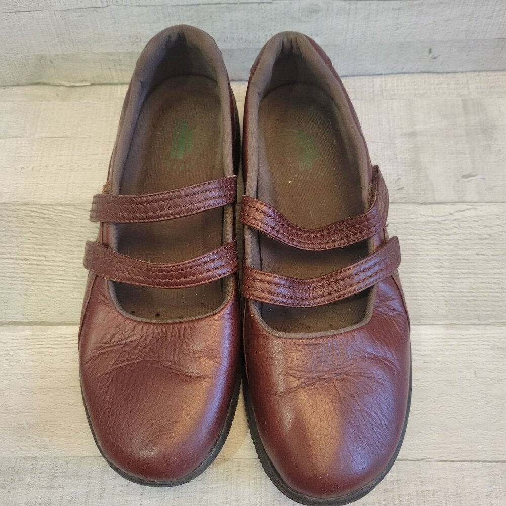 Propet Womens Leather Mary Jane Shoes Size 8 M/B Brown Hook & Loop Strap